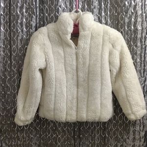 Old Navy Girls 7 White Faux Fur Coat